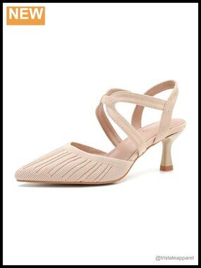 Women's Pointed Toe Kitten Heel Knit Pumps Comfortable Dress Shoes